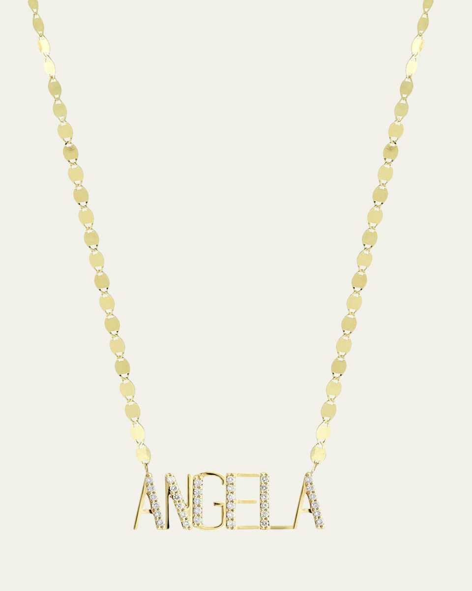 Gold Personalized Six-Letter Pendant Necklace w/ Diamonds
